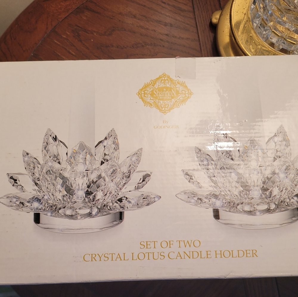 Shannon Crystal Lotus Flower Candle Holders